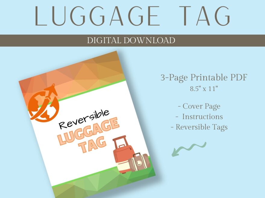 Reversible Luggage Tags Printable Two sided Backpack Travel Bag Tags