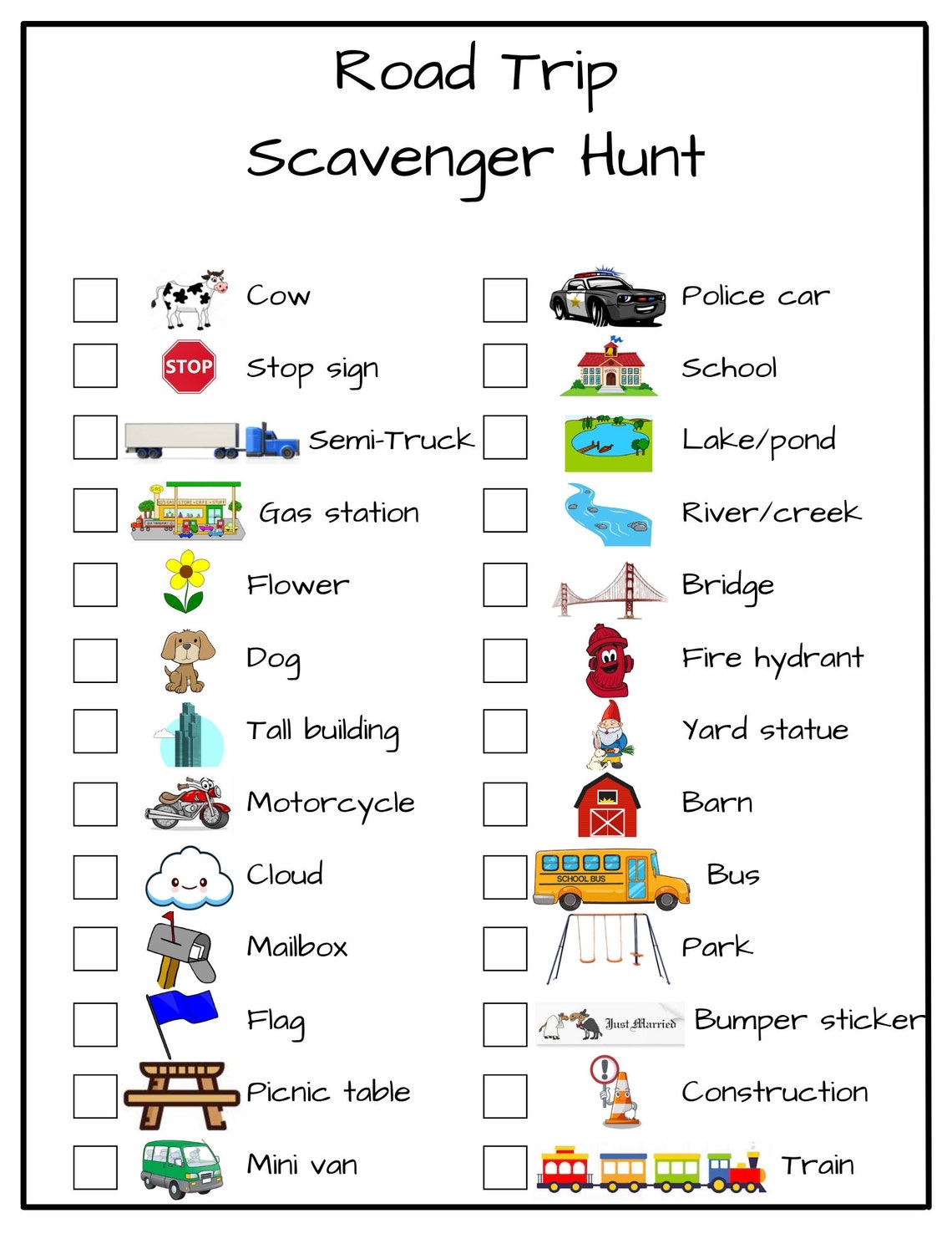 Road Trip Scavenger Hunt For Kids Car Scavenger Hunt Activity For Kids 