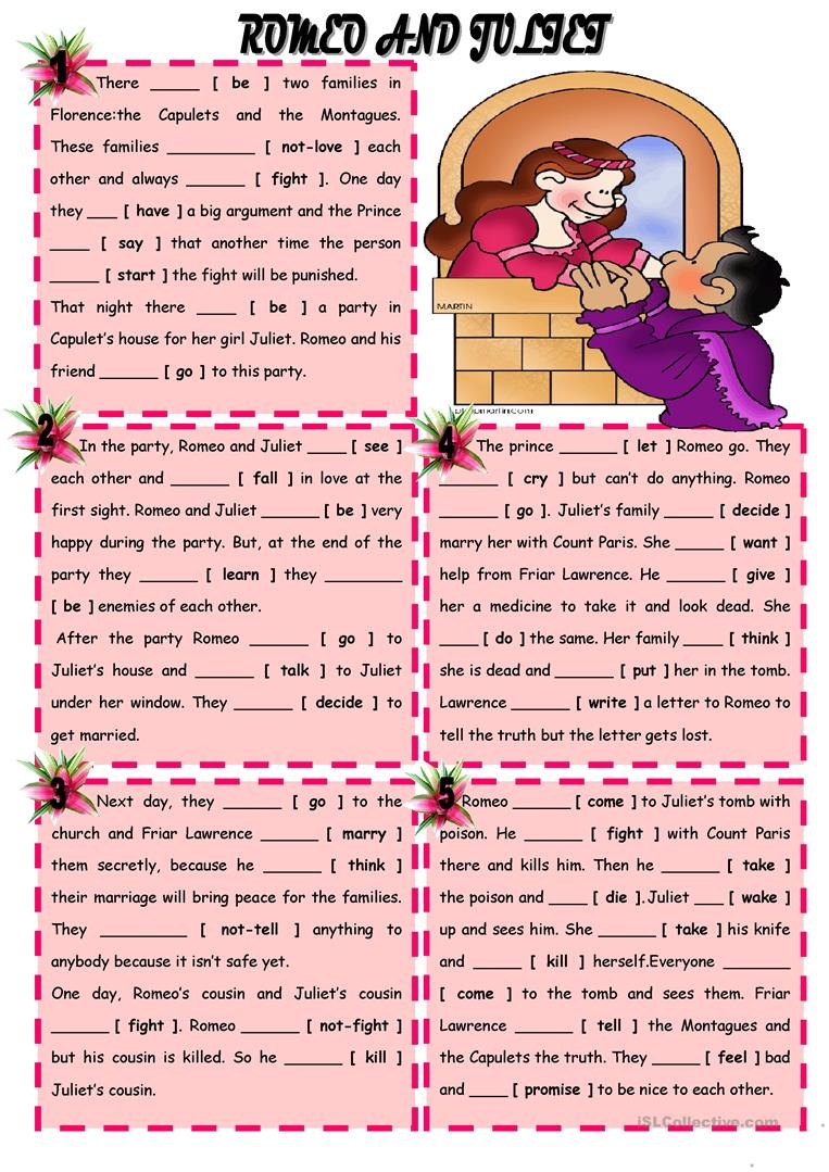 Romeo And Juliet Printable Worksheets