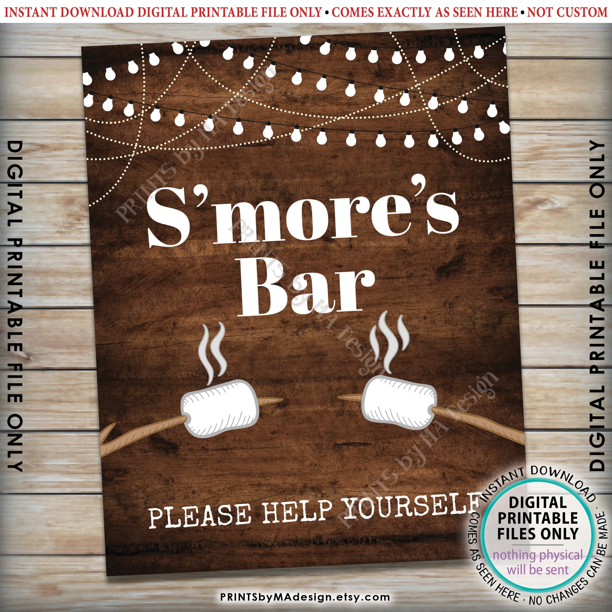 S 39 mores Bar Sign Please Help Yourself To The Smore Station Roast 