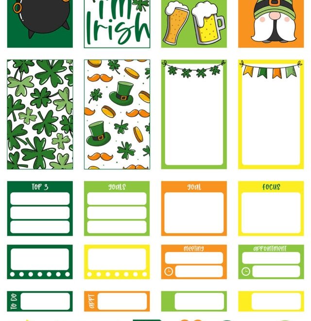 Saint Patrick 39 s Day Stickers Free Printable Digital Planner Stickers