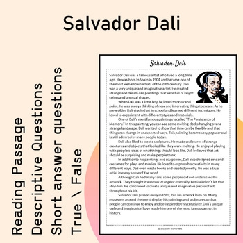 Salvador Dali Biography Reading Comprehension Printable TPT Salvador Dali Biography Reading Comprehension Printable TPT
