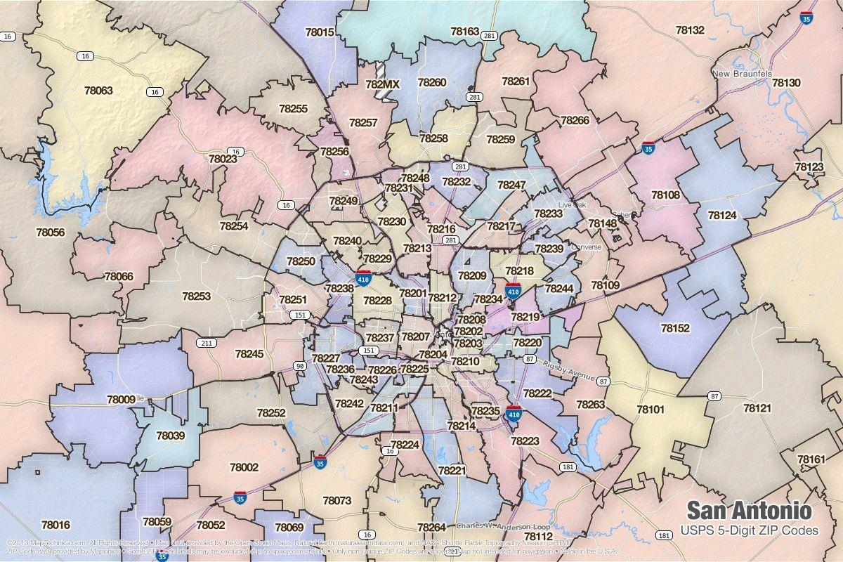 San Antonio Zip Code Map