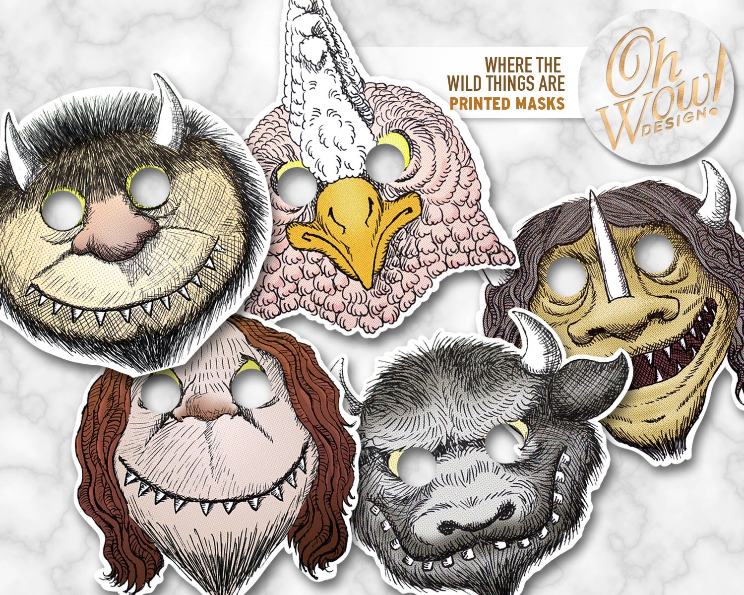 Set Of 10 Printed Where The Wild Things Are Masks Each Mask Comes 