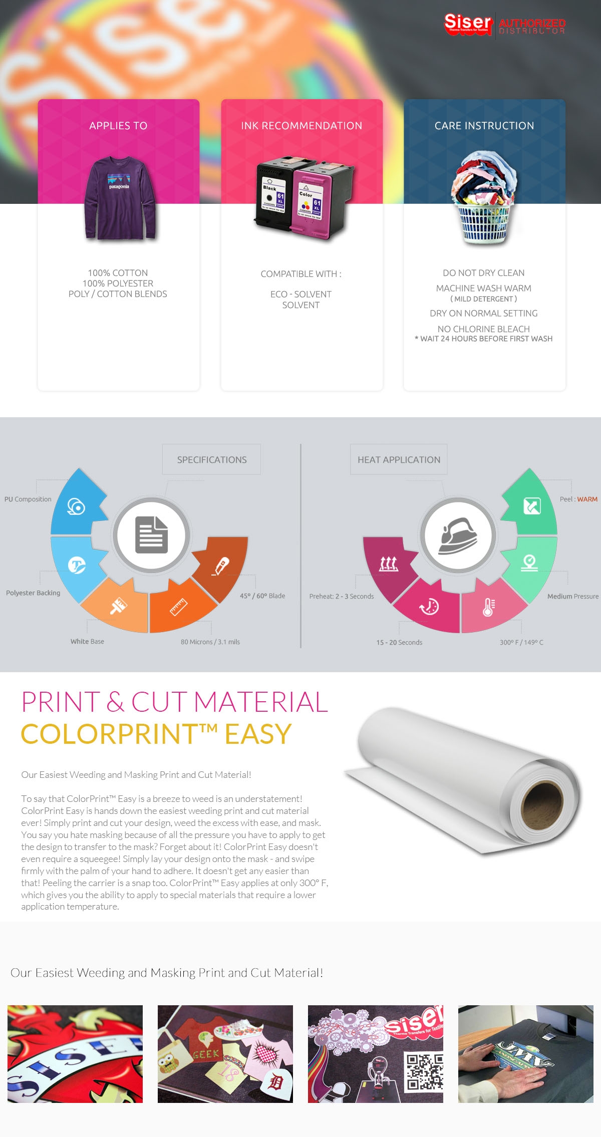 Siser Printable Heat Transfer Vinyl COLORPRINT EASY 20 quot 5 10 25 