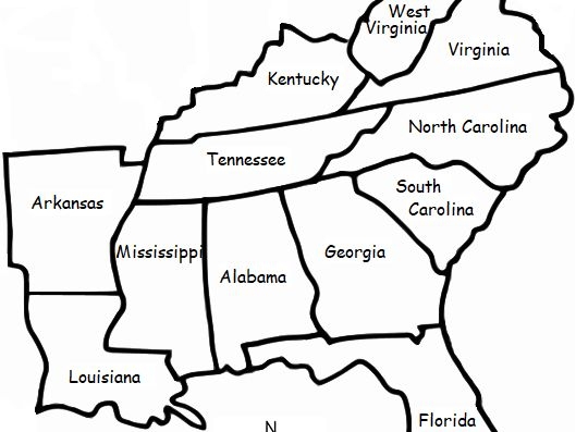 Southeast Region Printable Map