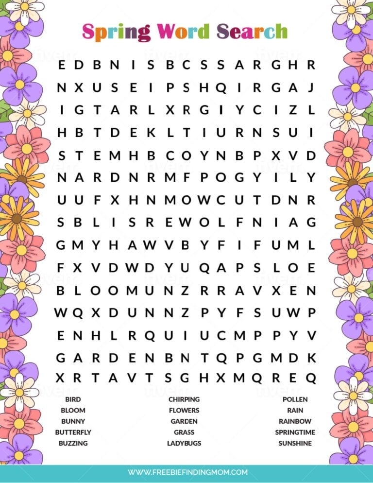 Spring Word Search Free Printable Spring Word Search Free Printable