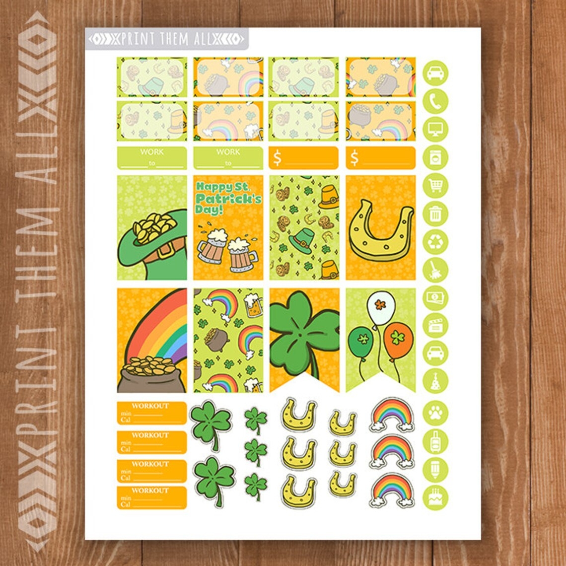 St Patrick 39 s Day Planner Stickers Printable March Kit Etsy