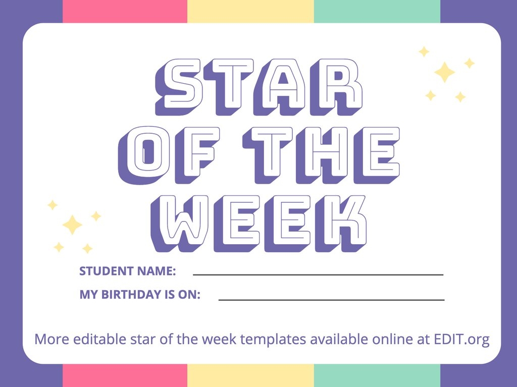 Star Of The Week Poster Printable