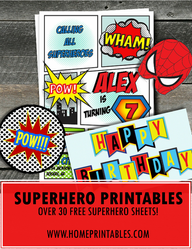 Superhero Birthday Party Printables With The Text Happy Birthday Over 