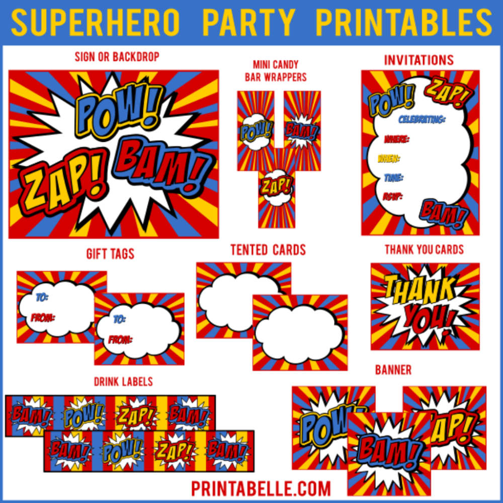 Superhero Birthday Party Printables Free