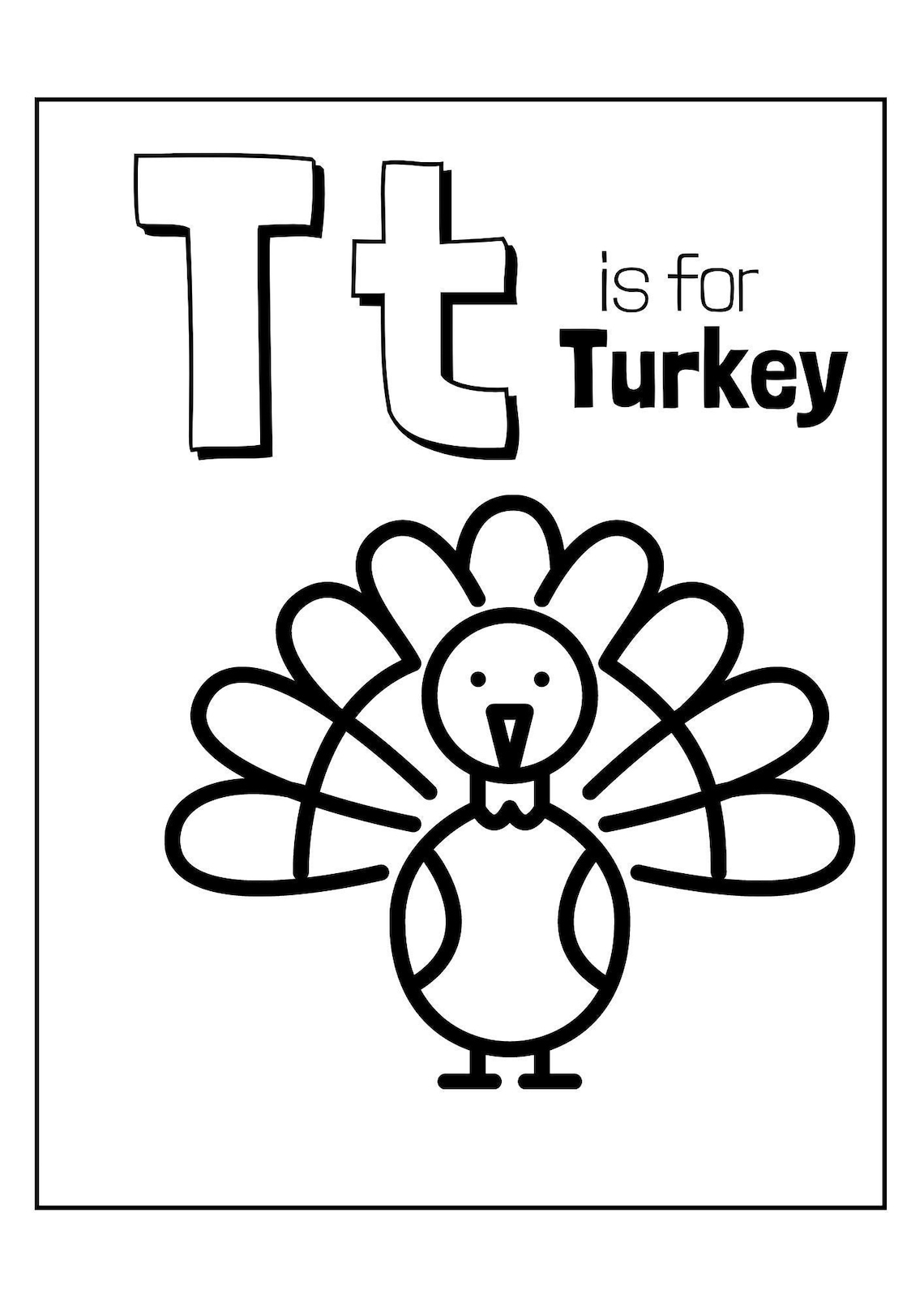T Is For Turkey Worksheet Etsy T Is For Turkey Worksheet Etsy