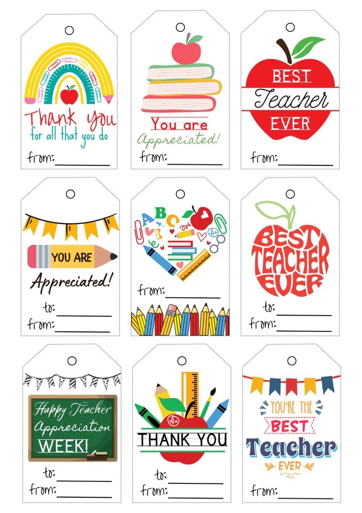 Teacher Appreciation Gift Tags For Teachers