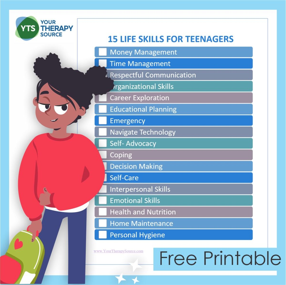 Teenage Life Skills Checklist PDF Your Therapy Source