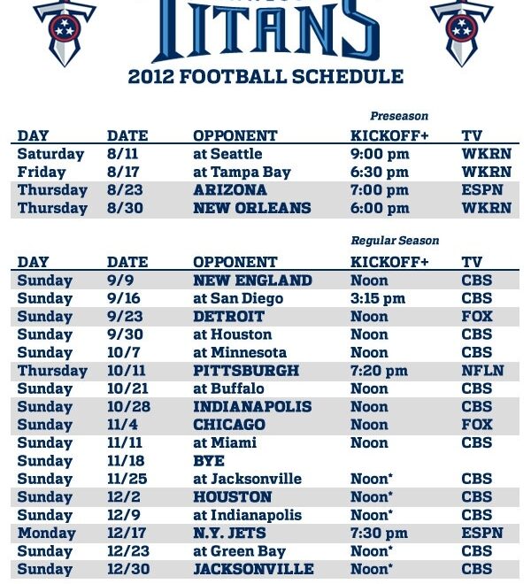 Tennessee Titans Football Schedule 2025 Nfl Tobias M Kruse