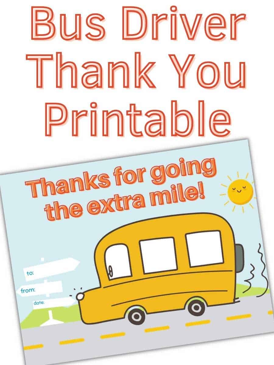 Thank You Bus Driver Printable
