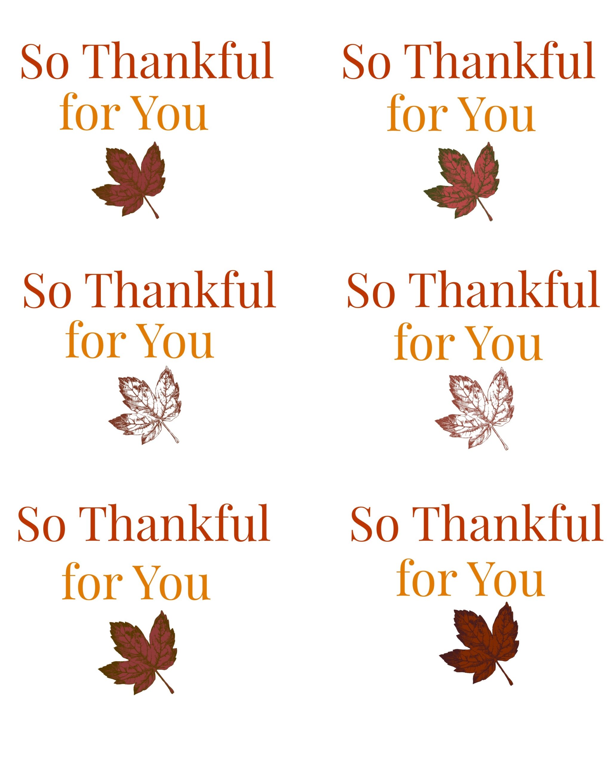Thankful For You Free Printable Tags