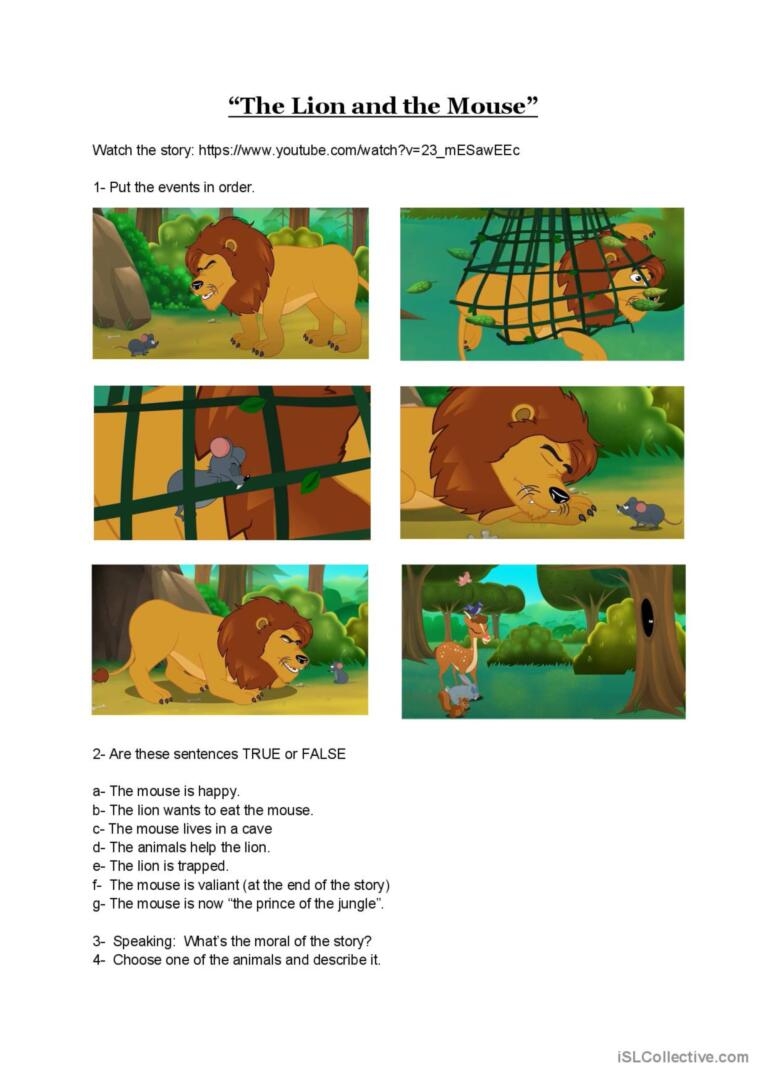 The Lion And The Mouse Printable Story