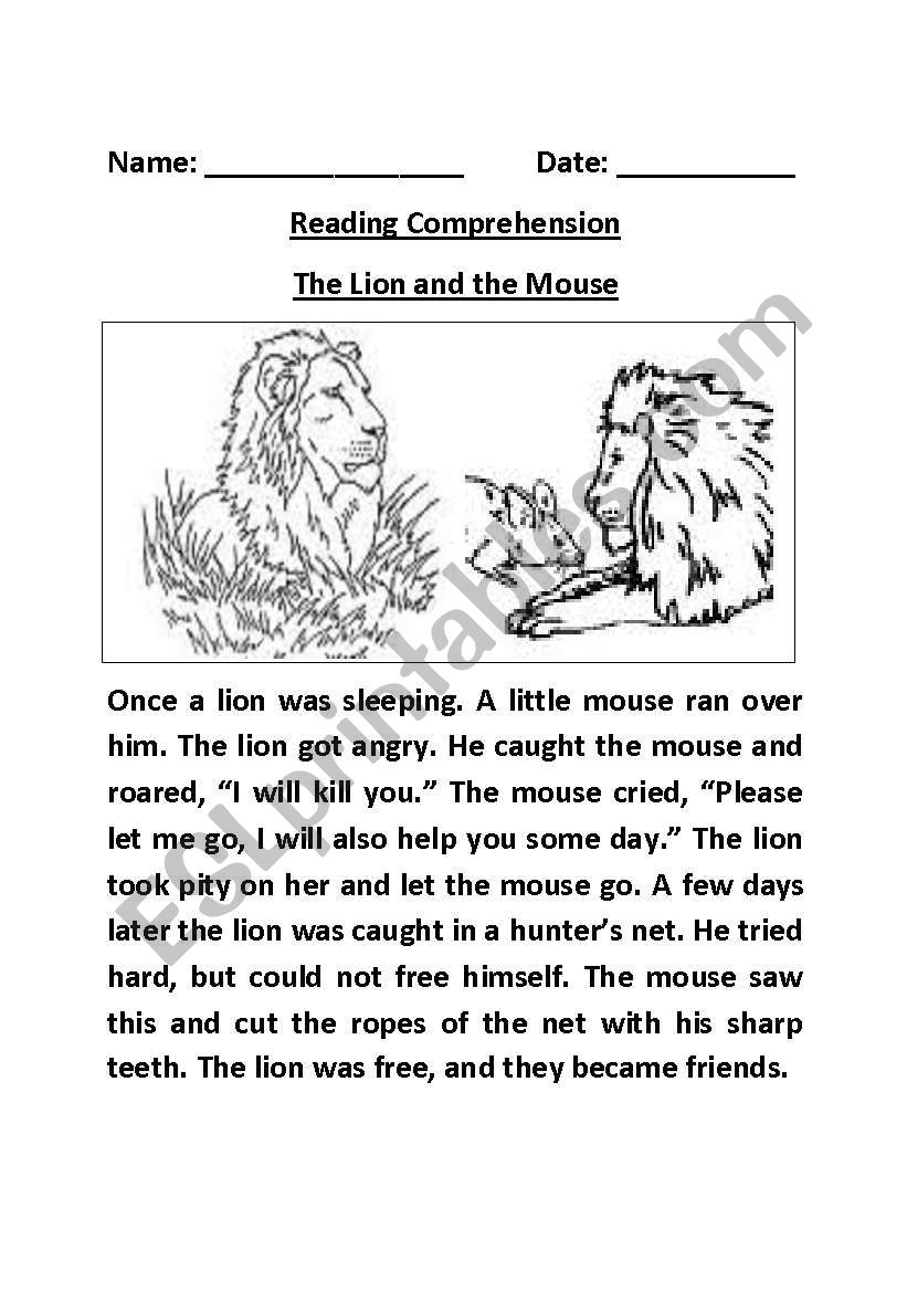 The Lion And The Mouse Story Printable Prntbl concejomunicipaldechinu 