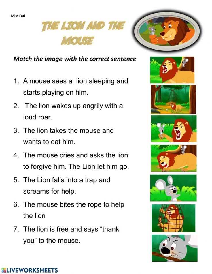 The Lion And The Mouse Story Printable