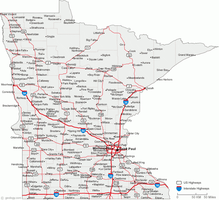 The Map Of Minnesota State Free Printable Maps