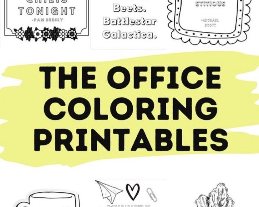 The Office Themed Coloring Sheet Printable 5 Full Size Etsy Office