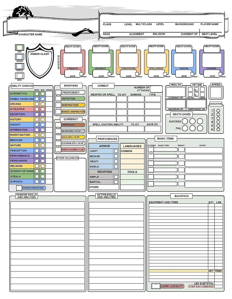 The Official D D 5e Character Sheet Pdf Enhanced Edition V1 7 By 