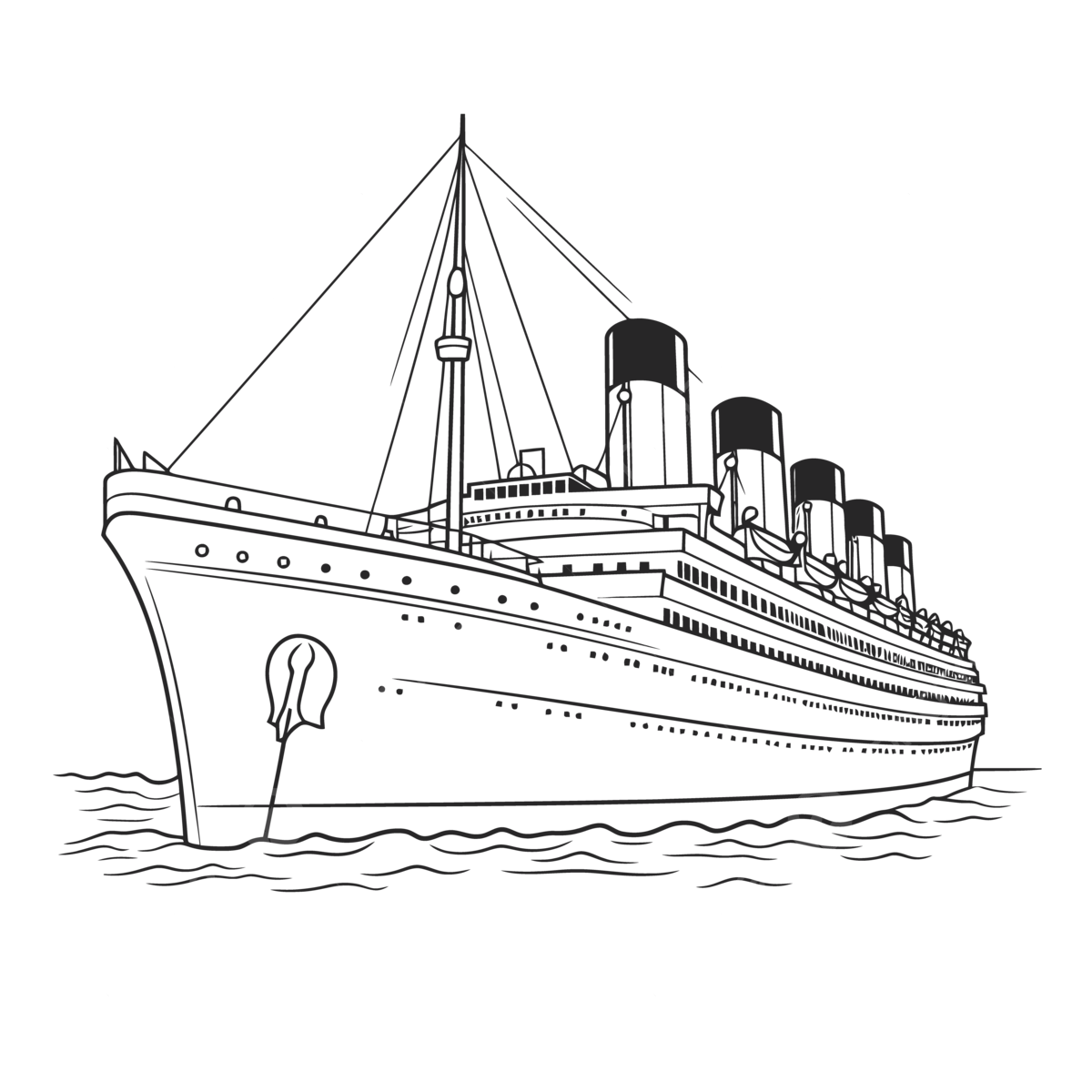 The Titanic Print Coloring Sheet Outline Sketch Drawing Vector Wing 