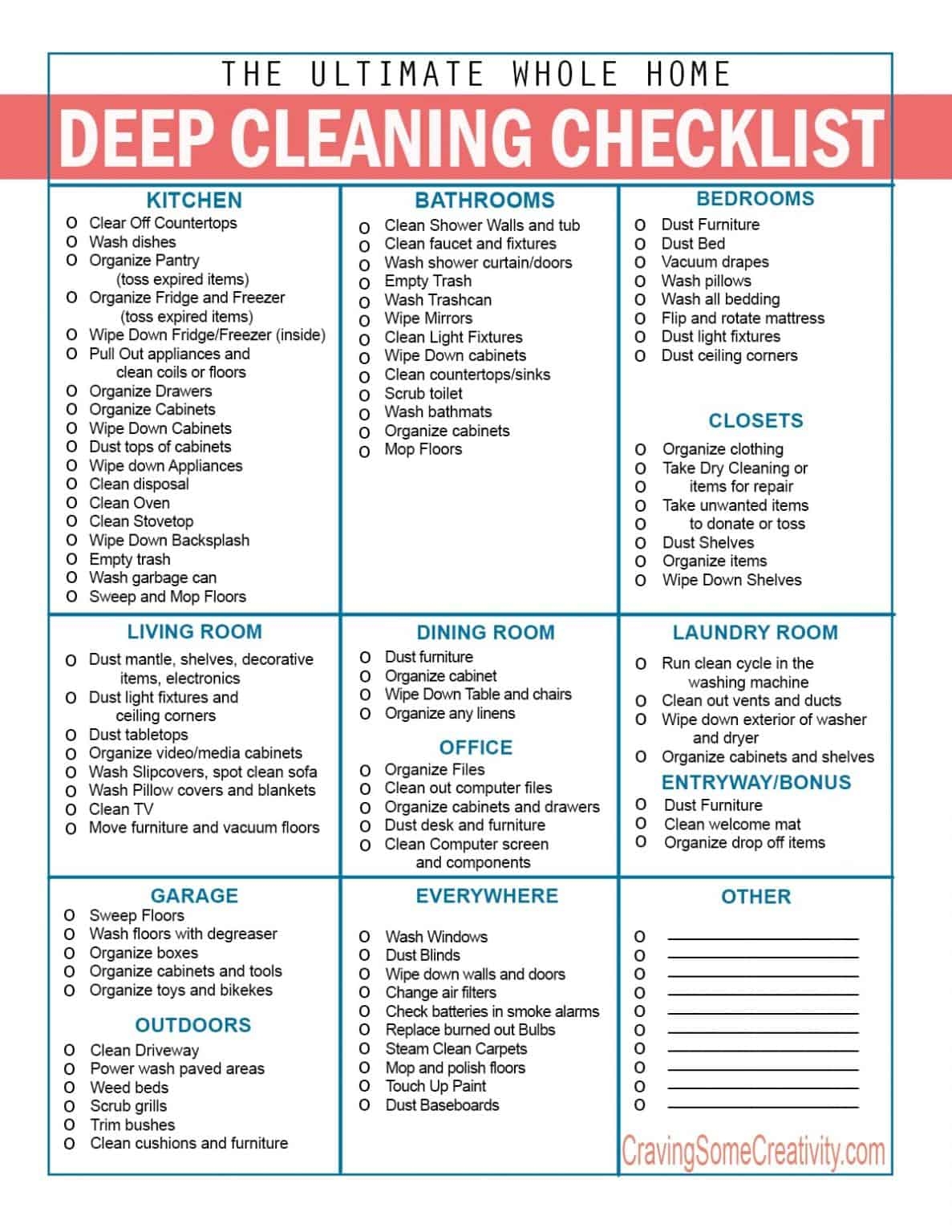 The Ultimate Printable House Cleaning Checklist Craving Some Creativity