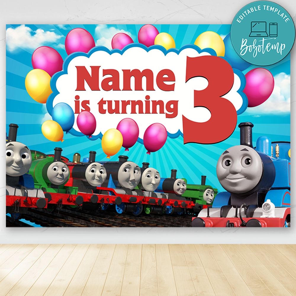 Thomas And Friends Birthday Party Banner Backdrop Printable DIY Bobotemp