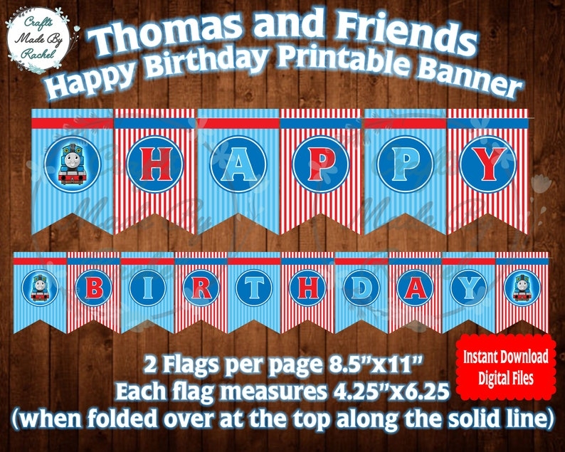Thomas And Friends Printable Happy Birthday Banner Digital Etsy