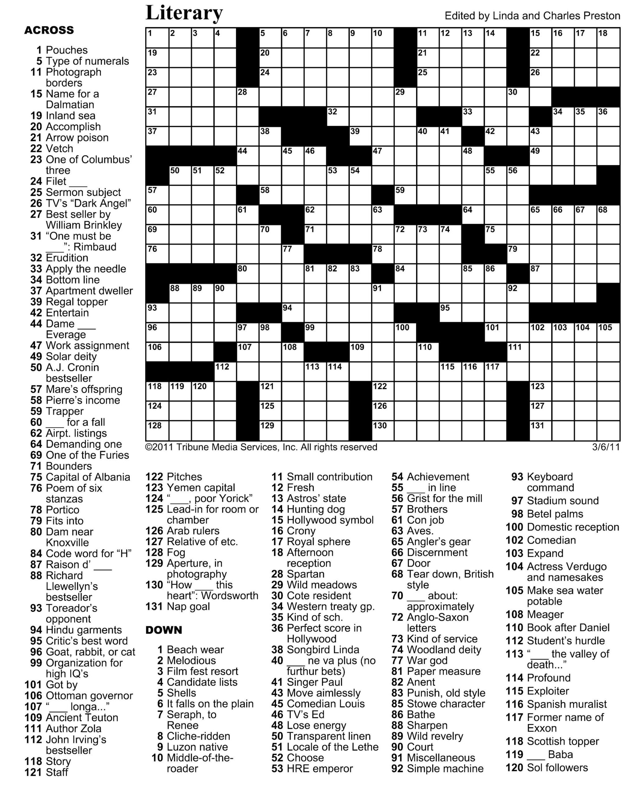 Thomas Joseph Daily Crossword Puzzle Printable