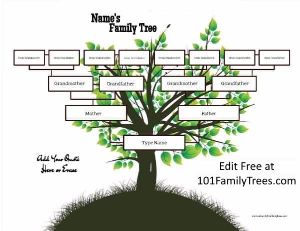 Three Generation Family Tree Template Three Generation Family Tree Template