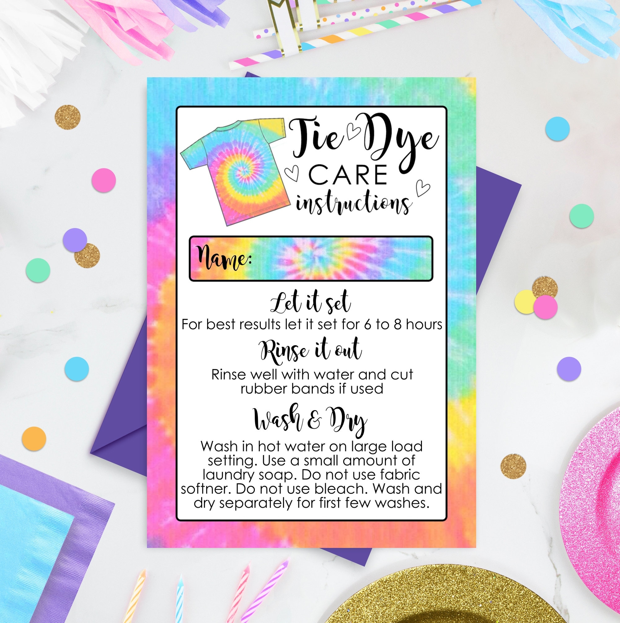 Tie Dye Washing Instructions Printable Tie Dye Washing Instructions Printable