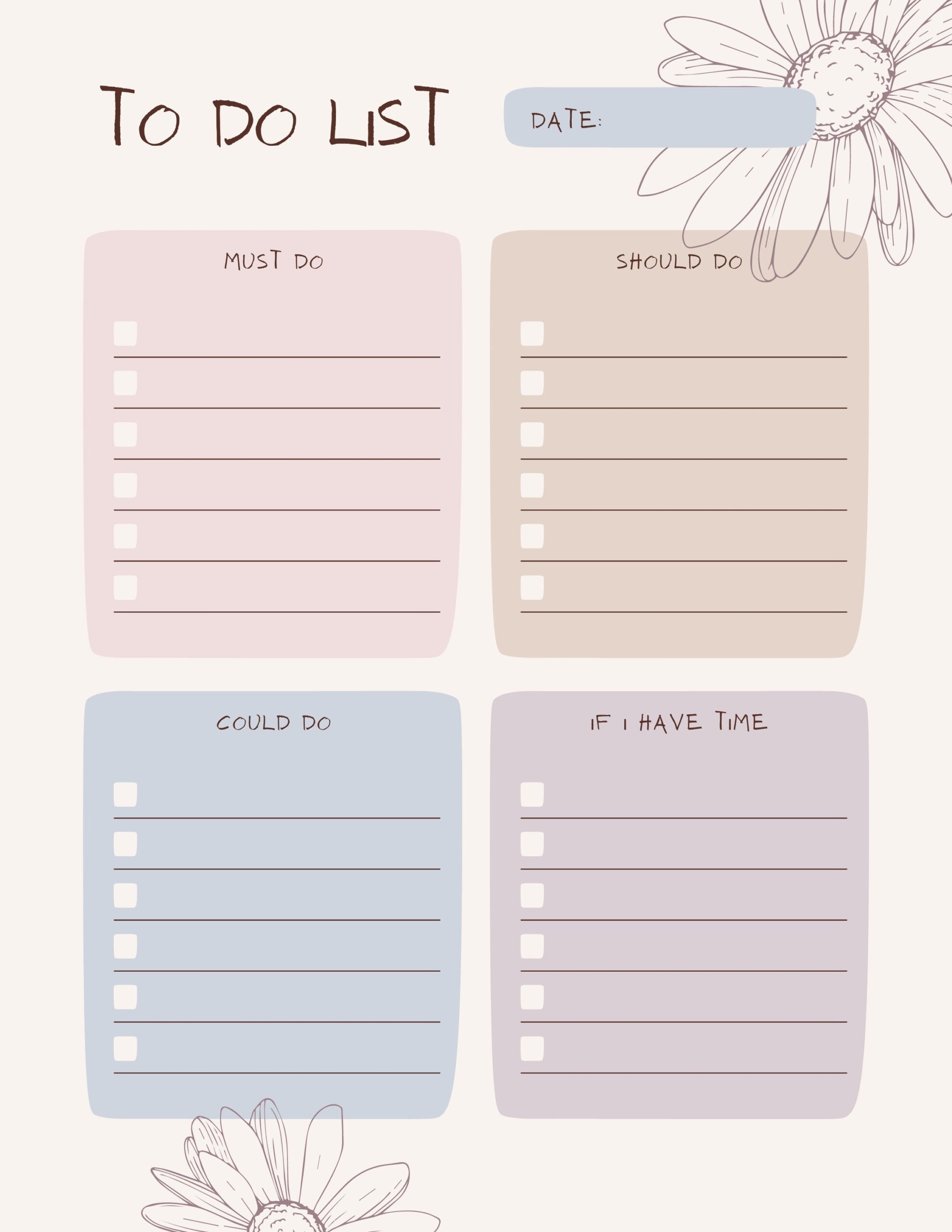 To Do List Printable Planner Page Template Bundle Etsy