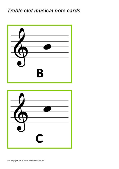Treble Clef Flash Cards Printable
