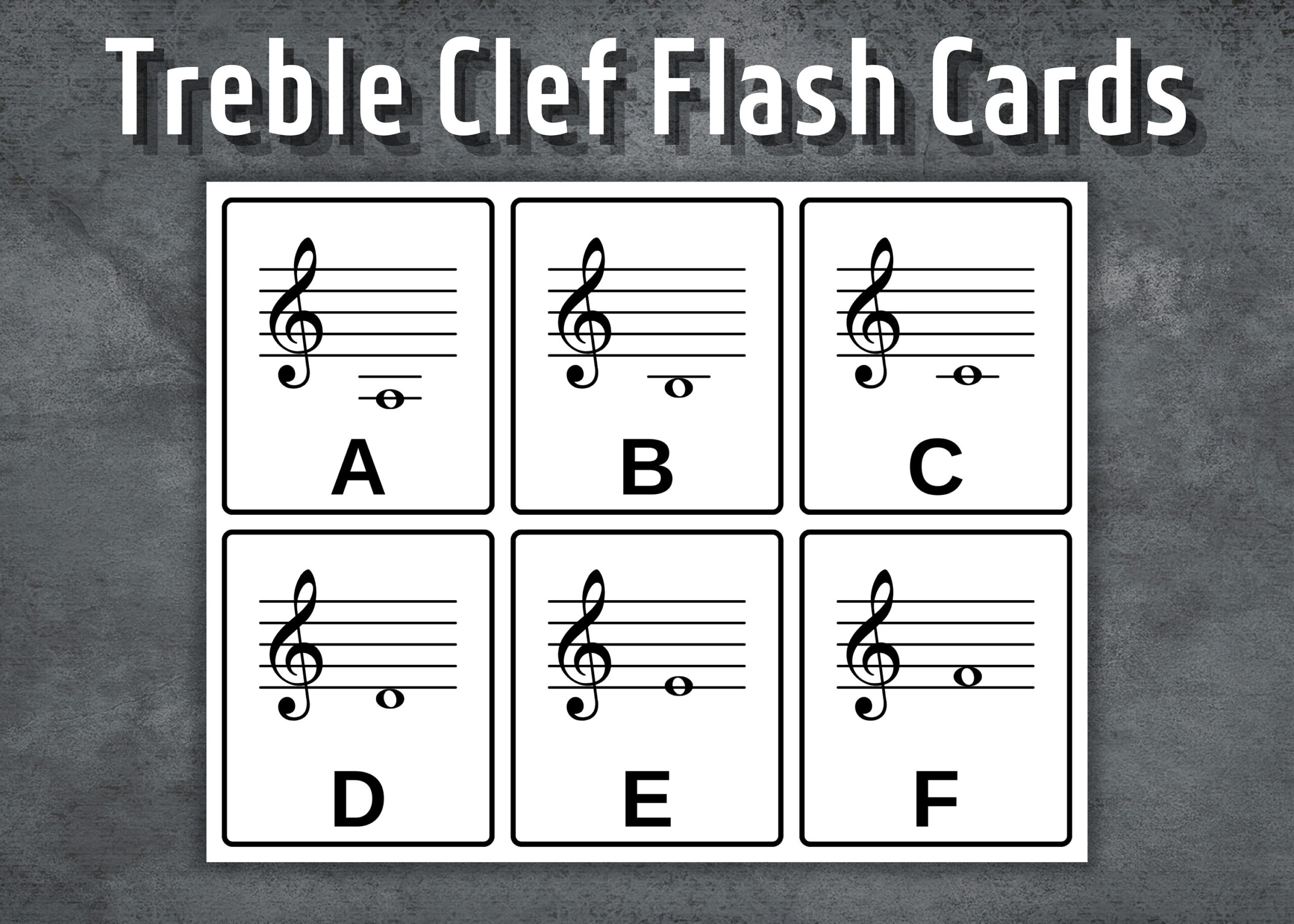 Treble Clef Flash Cards Printable Music Note Flash Cards Treble Clef 