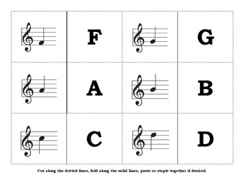 Treble Clef Note Flash Cards Print Fold By Madeline Myers TPT
