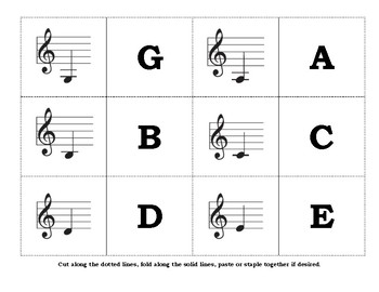 Treble Clef Note Flash Cards Print Fold By Madeline Myers TPT