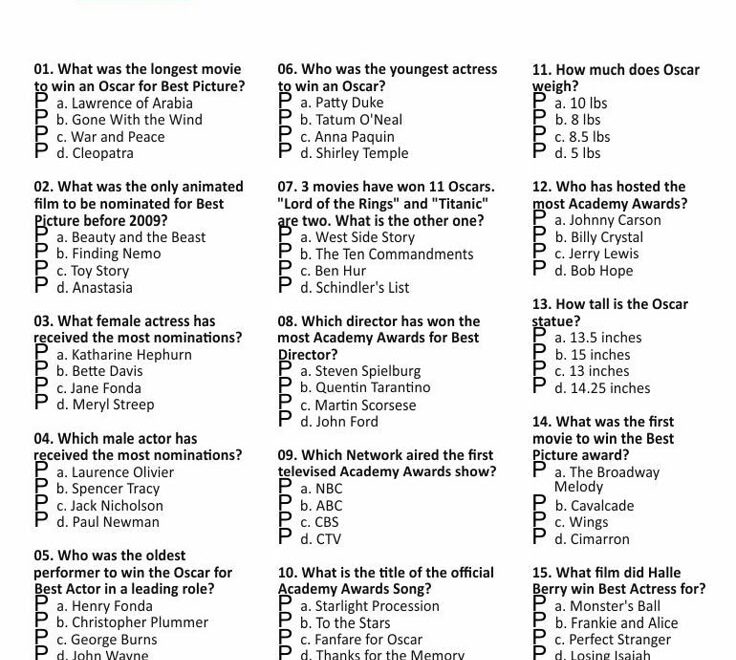Trivia Printable Questions And Answers