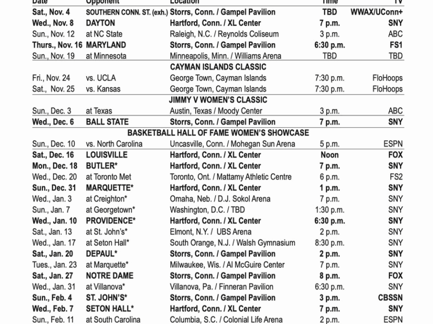 UConn Women s Basketball Releases Full 2023 24 Schedule The UConn Blog