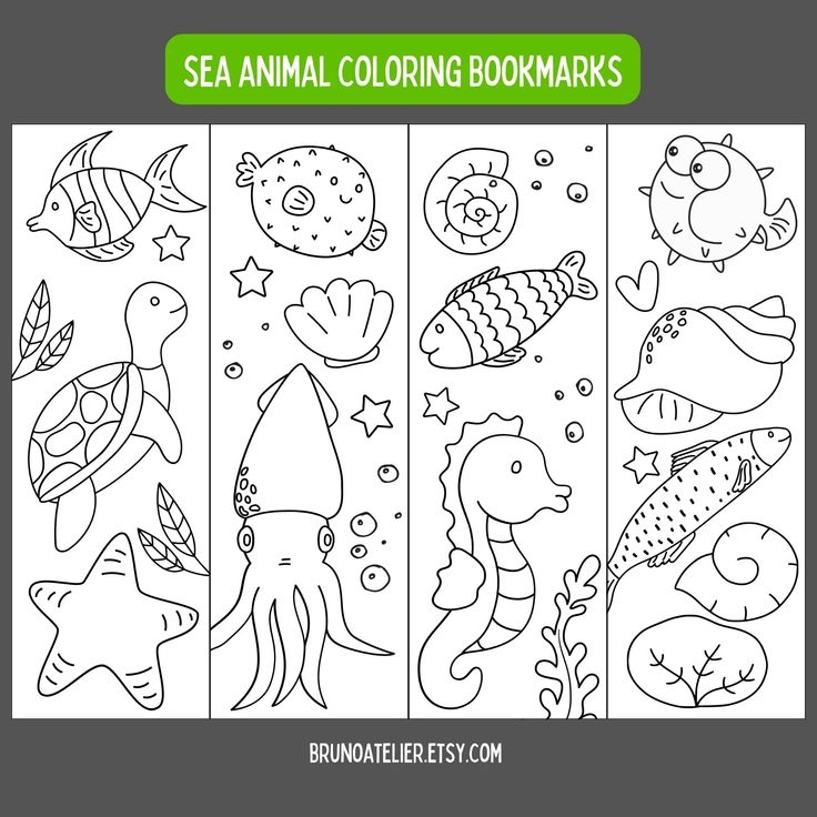 Under The Sea Bookmarks For Kids Animal Coloring Bookmarks Ocean 