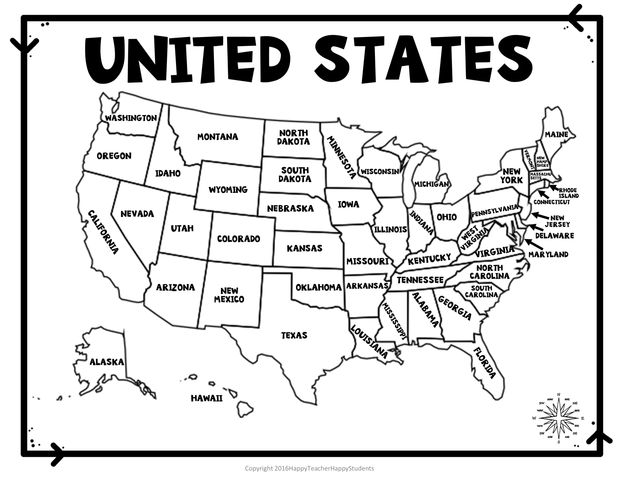 United States Map Quiz Worksheet USA Map Test W Practice Sheet US 