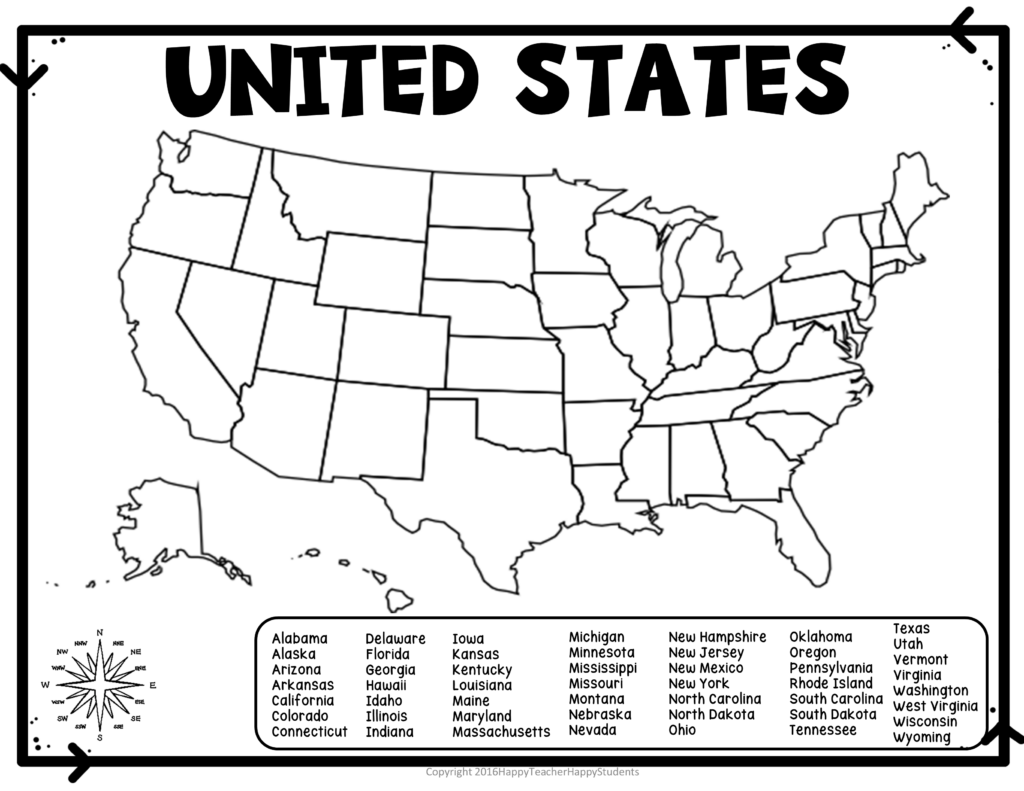 United States Map Quiz Worksheet USA Map Test W Practice Sheet US 