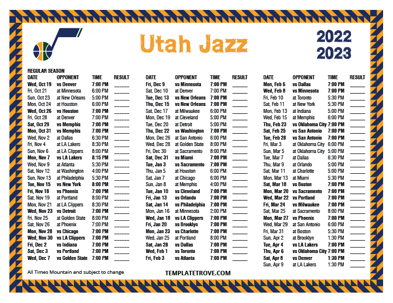 Utah Jazz Schedule 2025 Matthew Frank