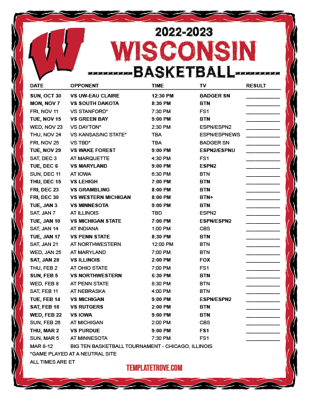 Uw Badgers Football Schedule 2025 India James M Thoms