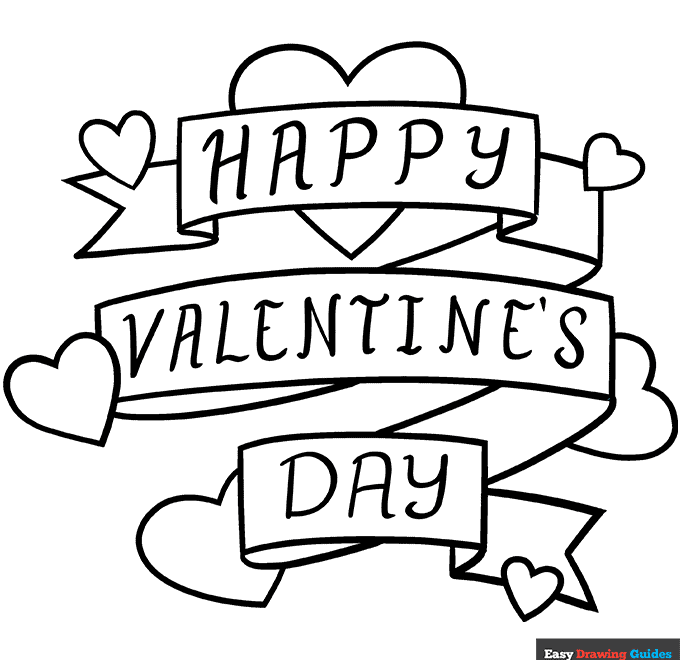 Valentines Day Card Coloring Page Easy Drawing Guides