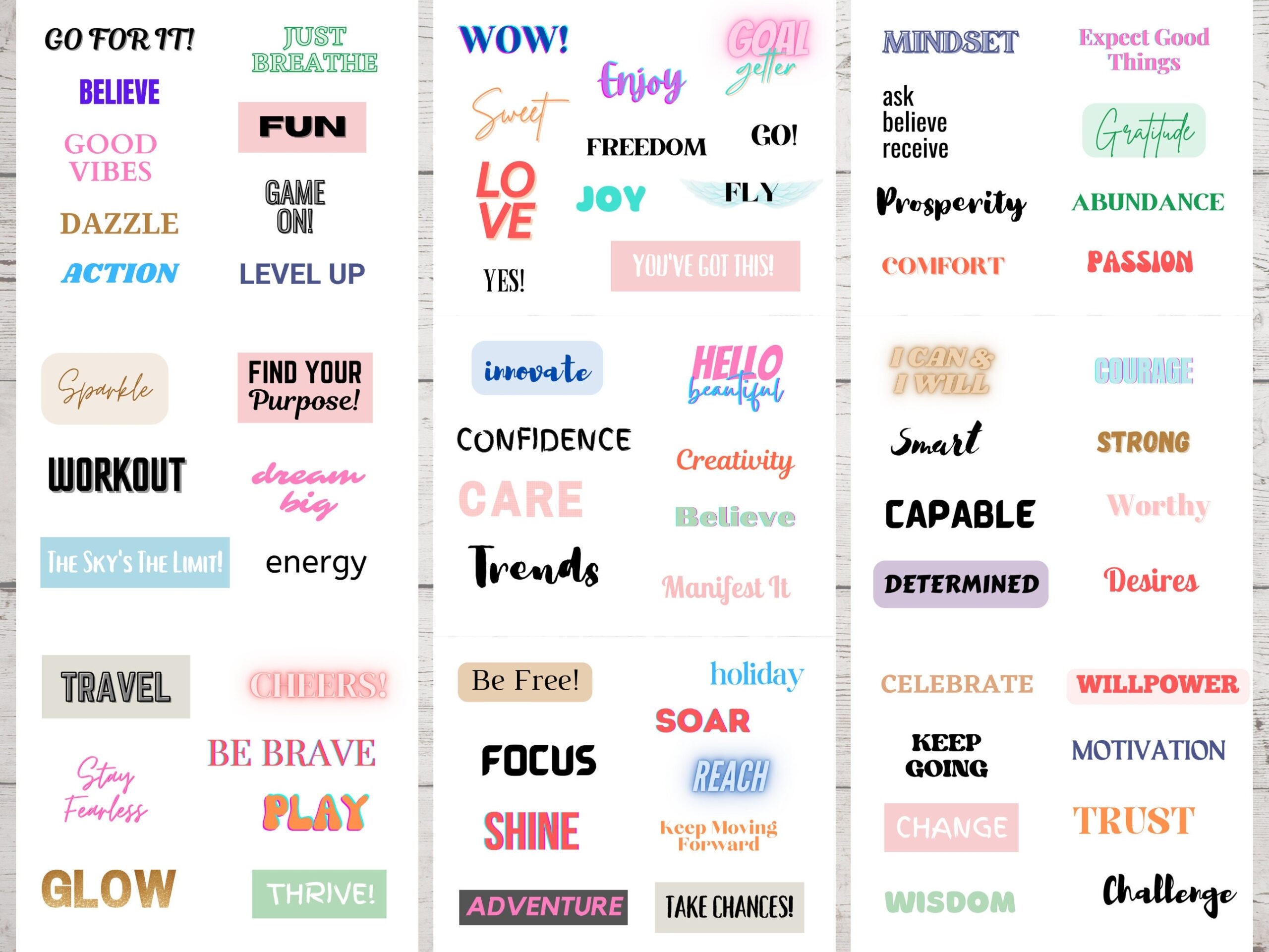 Printable Words For Vision Board