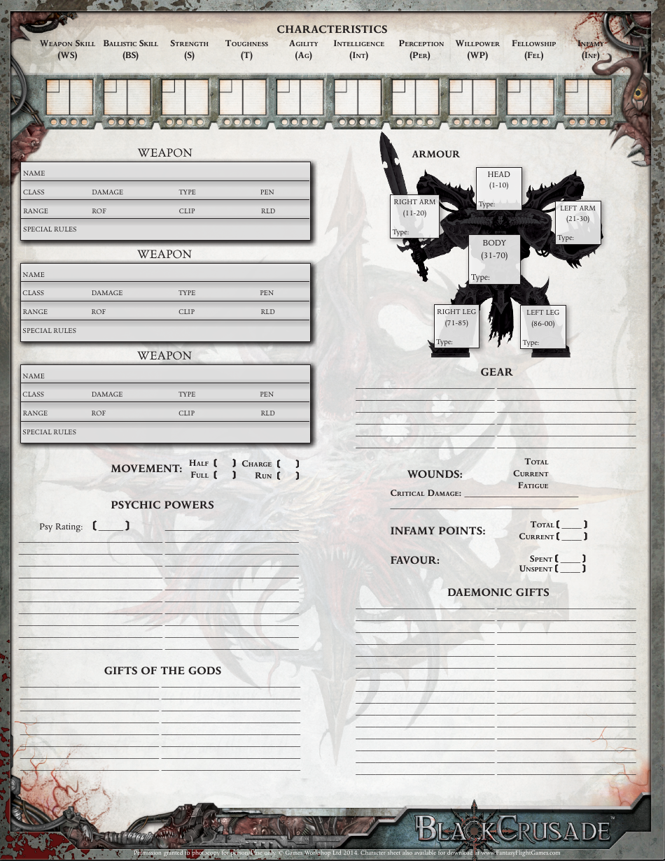 Warhammer 40k Daemon Prince Character Sheet Black Crusade Download 