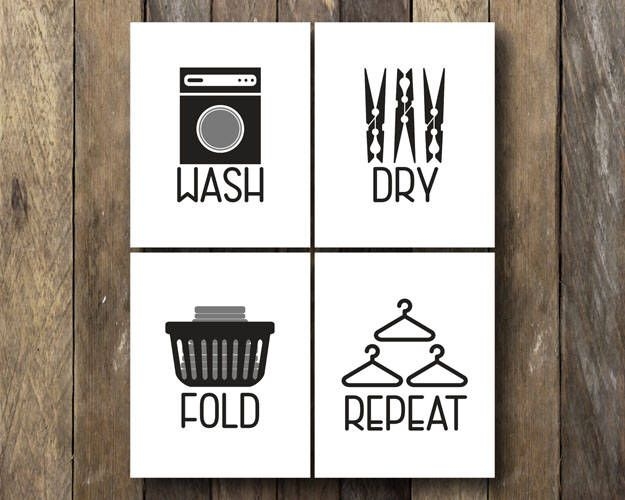 Wash Dry Fold Repeat Laundry Room Printables Printable Etsy Wash 